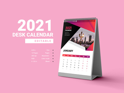 2021 Desk Calendar Design Template 2020 flyer design 2021 2021 calendar 2021 desk calendar advertising business calendar creative design desk calendar illustration modern professional vector