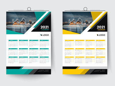 2021 one page desk calendar design