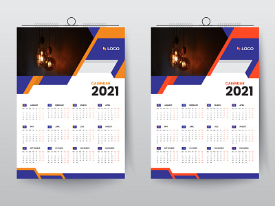 2021 print ready calendar design template