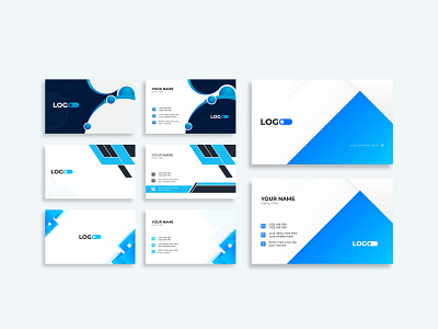 Business card design blue branding business card company corporate design graphic design id card information manager modern name card print design template vector