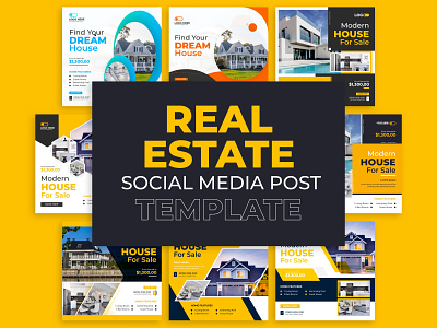 Real estate social media post template ad advertising agency agent banner branding business corporate design graphic design home sale marketing offer post promotion real estate sale social media