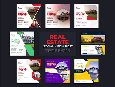 Real Estate social media post template ads advertising business corporate creative design graphic design home sale house instagram marketing modern offer post promotion real estate sale social media template vector