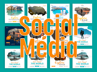 Travel social media banner design template agency agent banner company hangout holiday hotel natur post social media summer template tour travel travel agency vacation