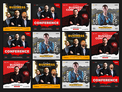 Conference social media post template - web banner advertising business coonference corporate creative design design template event facebook instagram linkedin mitting online post seminar social media spiker template twitter webinar