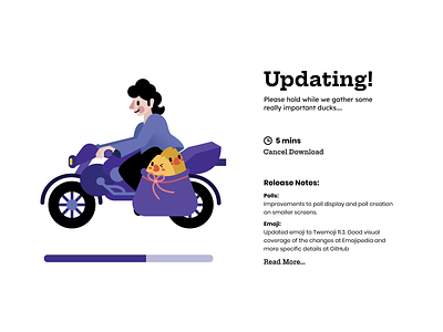Daily UI Challenge: Updating! branding duck graphicdesign human icon illustration motorcycle type typography ui uidesign uiux update ux vector web webdesign