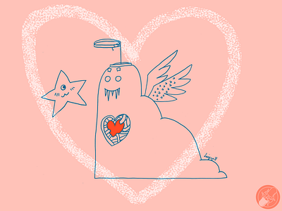 Happy Valentine 2d 2d art art blue character design greetingcard illustration lineart monster photoshop valentine valentines day valentinesday