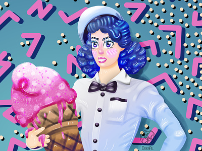 Gigi Goode 2d 2d art advertising character design ice cream icecream illustration photoshop shop