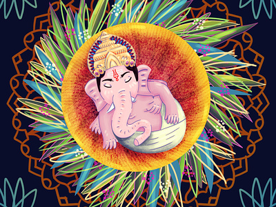 Birth of Ganesha 2d 2d art art character design ganesha hindu hinduism illustration india photoshop