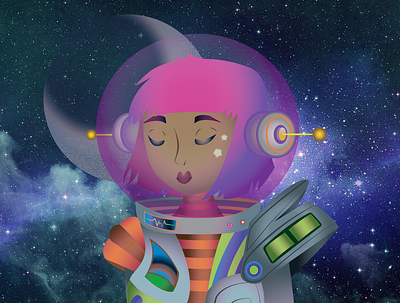 Astronautessa adobe ilustrator cosmos ilustration vector