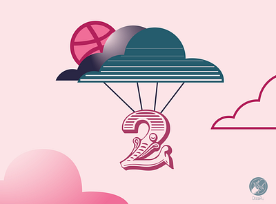 2 Dribbble invatations! 2d 2d art adobe ilustrator art blue cloud design dribbble dribbble invites illustration sky vector