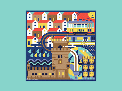 Square Illustration - Lisbon (Portugal) city culture graphic graphic design illustration lisbon portuguese square