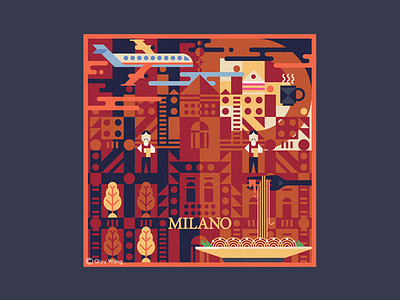 Square Illustration - Milan (Italy) city color culture design food graphic illustration italy milan scenery