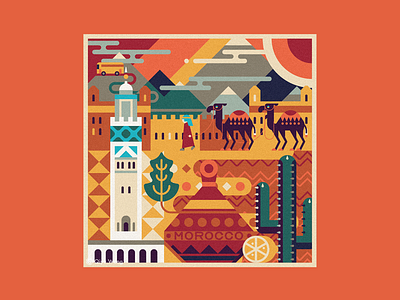 Square Illustration - Morocco (Africa) africa art city color culture graphic illustration morocco square