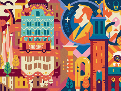 Combination “Barcelona & Stockholm” barcelona city colorful design graphic illustration joyful stockholm travel