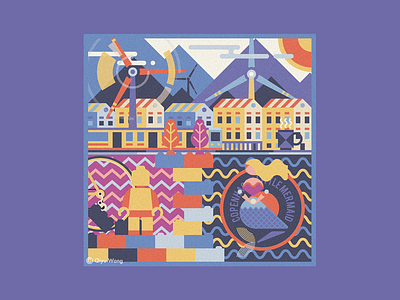 Square Illustration - Copenhagen (Denmark) city colorful copenhagen culture denmark design graphic illustration joyful square travel