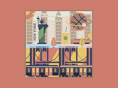Square Illustration - New York (USA) city colorful culture design graphic graphic design illustration joyful newyork square travel usa