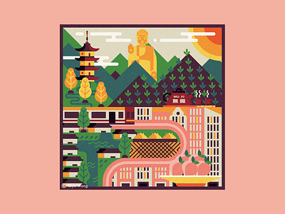 Square Illustration - Wuxi (China) art china city colorful culture design graphic hometown illustration joyful square wuxi