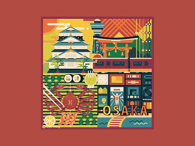 Square Illustration - Osaka (Japan)