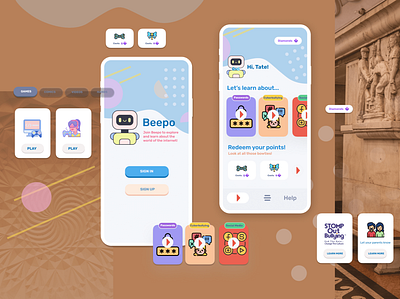 Beepo app childrens illustration design education app security ui ux