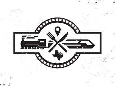 Food & Trains dining district eatery iconography logo texas trains wingard creative