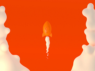 Orange Creamsicle Rocket 3d c4d creamy orange rocket