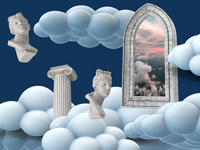 Dreamstate 3d 3d art anchient arch architecture art bust clouds collage collageart dream dreamy float reality realm space surrealism trippy venus weird