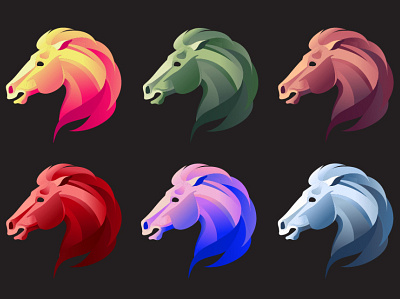 Horse Head Logo art artwork branding design gradient gradient color horse horse logo icon illustration illustrator logo ui vector