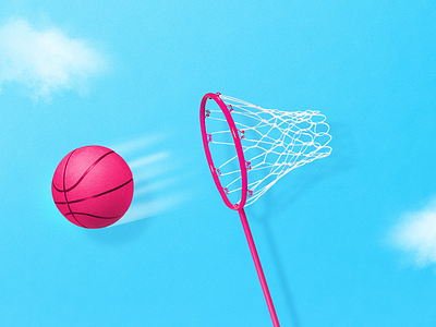 Trying to catch some goals basket butterfly creative debutshot digital dribbble funny minimal net photomontage photoshop pink