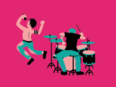 Music Festival_02 band characters colorfull drummer festival illustration music pattern pink players