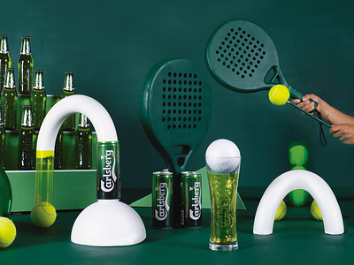 Open Carlsberg art direction background ball beer bottle can composition concept creative game green image padel photography poster racket sports