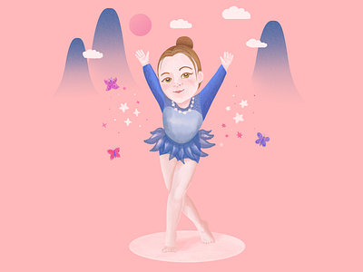 Little Gymnast art ballet children book illustration cute dancer drawing gymnast gymnastics illustration photoshop pink sketch watercolor art