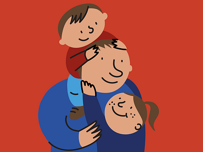 Father's day cute doodle family father illustration kids photoshop sketch