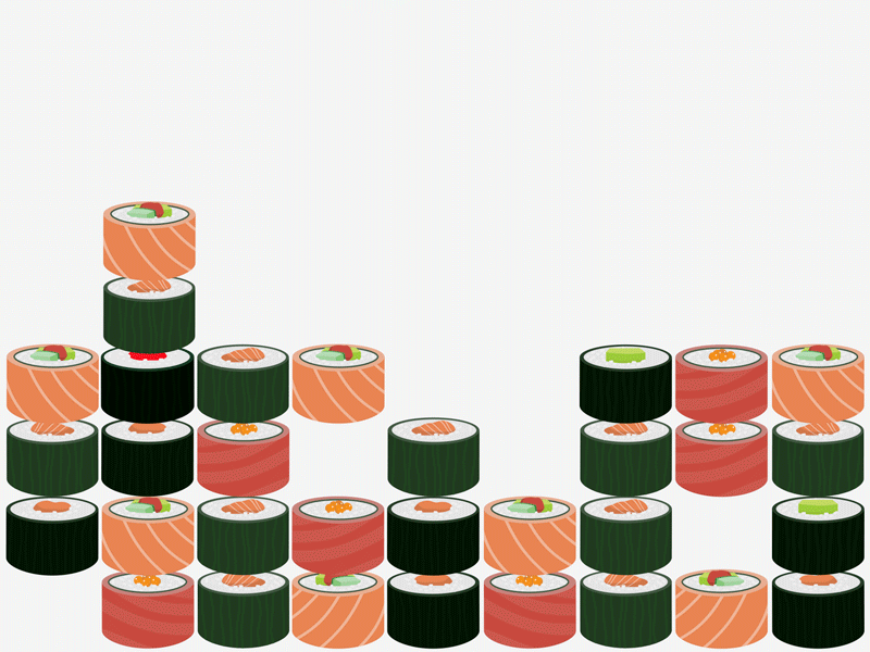 Sushi Tetris animation funny game illustration loop sushi tetris