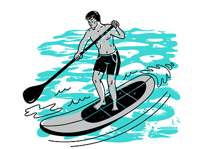 SUP illustration paddleing sports sup vintage water watersports