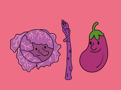 Purple Vegetables education eggplant food food and drink fun healthy icons illustration kids learning vegetables