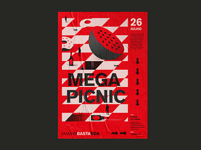 MEGA PICNIC design graphicdesign illustrator picnic poster red watermellon