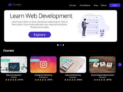 E learning website landing page branding courses design e learning figma homepage illustration landing page pakistan seo typography ui ui ux ux vector web web development website