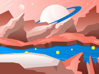 If a planet has Rockies background design flat graphic design illustration illustrator landscape vector