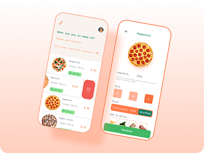 PizzaBite application cart cooking delivery food mobile mobile ui pizza product service shop ui uidesign uiux