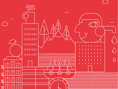 Great Minds Brand - Cityscape illustration vector