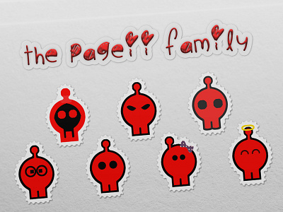 The Pageii Family alter ego avatar cartoon company mascot pageii studio pageii studio mascot robot stamp