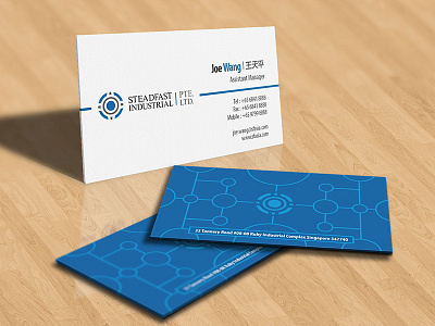 Business Card For High Precision Industrial Products blue and grey bolts business card circuit board fasteners industrial precision logo name card nuts precision products screws