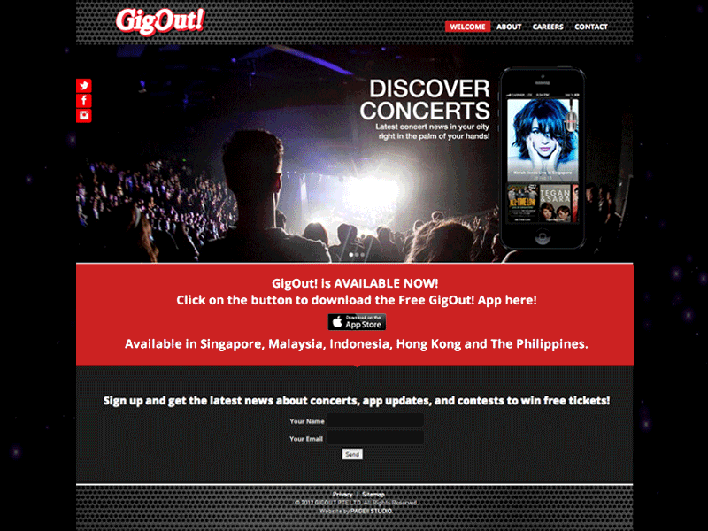 Web Design and Development concert website design facebook feed instagram feed tweeter feed web design web development website design