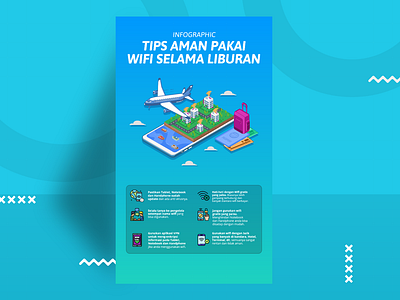 Infografis Tips Aman Pakai Wifi selama Liburan design illustration infographic design infographics jakarta vector