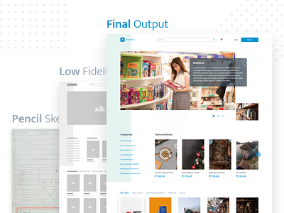Online Bookstore Web Concept books low fidelity online store pencil sketch ui concept ui design web design