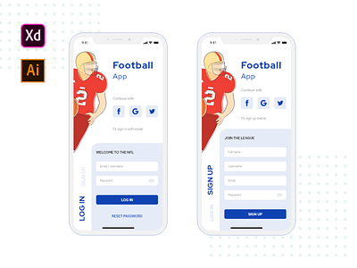 Football Login & Signup Concept