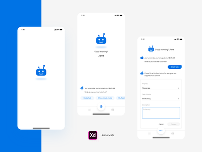Personal Assistance for Employees ai app artificial intellegence chatbot concept minimal minimalist mobile ui mobile-app personal assistance ui design