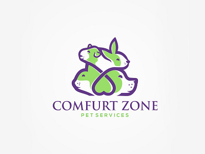 Comfurt Zone animal animal logo cat dog guinea pigs pet pet service rabbit