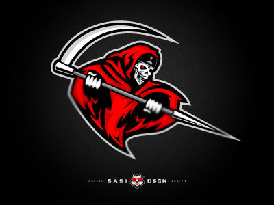 Grim Reaper mascot (Iam The Reaper) grim reaper logo mascot red skull