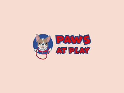 Paws at play logo animal dog dog food dog icon dog leash dog walking illustration logo logo design mascot